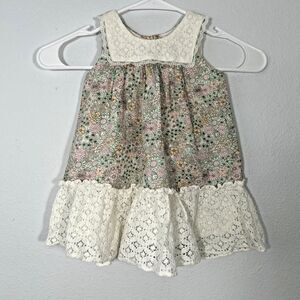 Maggie Zoe Dress Kids 12M Floral Lace Daisy Tiered Sleeveless Spring Cottagecore